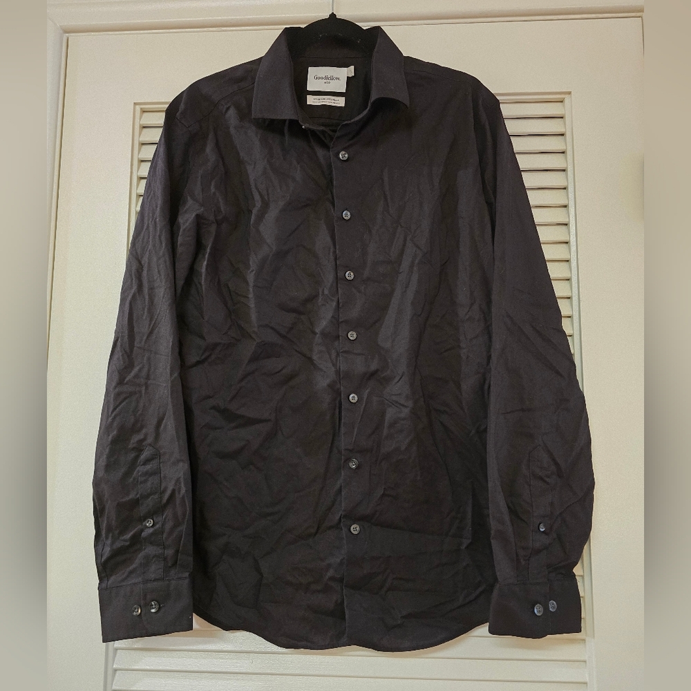 Goodfellow & Co - Men's Black Cotton Lightweight Classic Button Dress Shirt